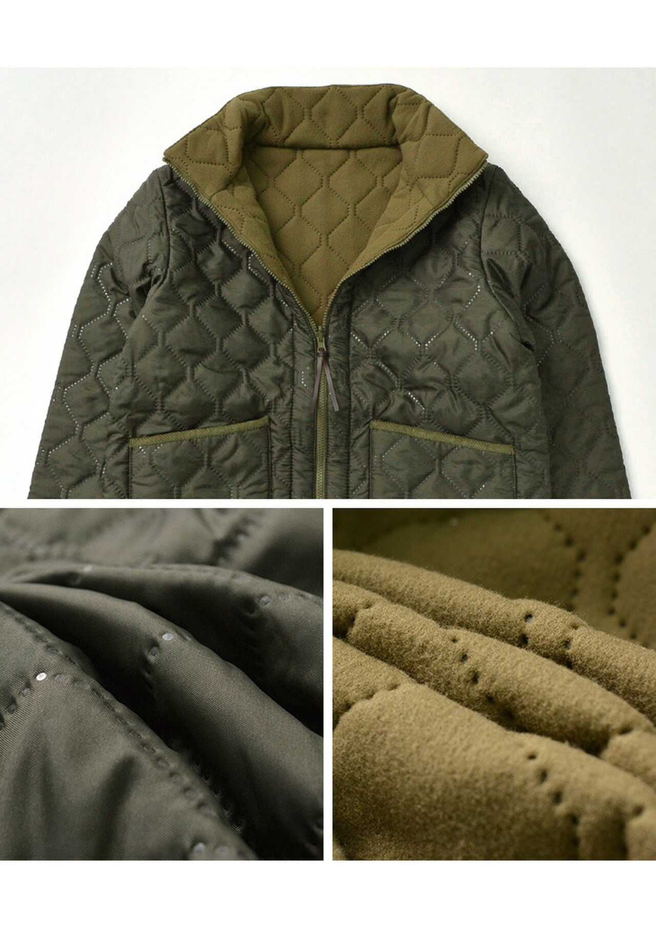 Quilted jacket in a layered look - olive