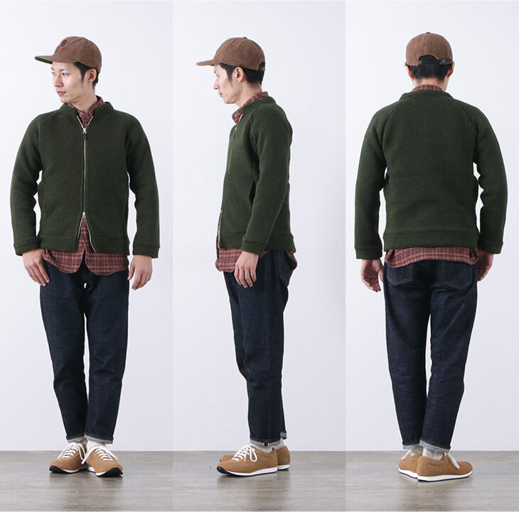 ROCOCO Airy Wool Collarless Single Zip Jacket