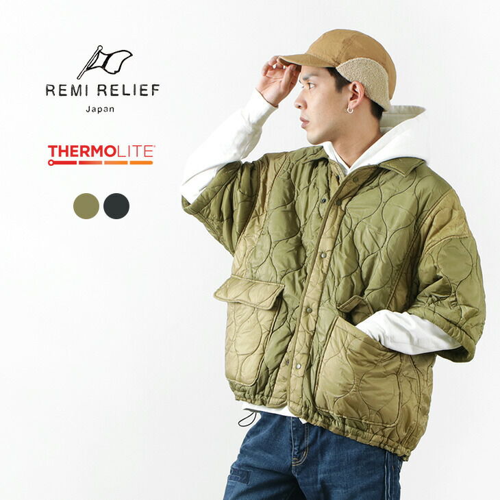 REMI RELIEF Military Ripstop Short Sleeve Quilted Shirt Jacket