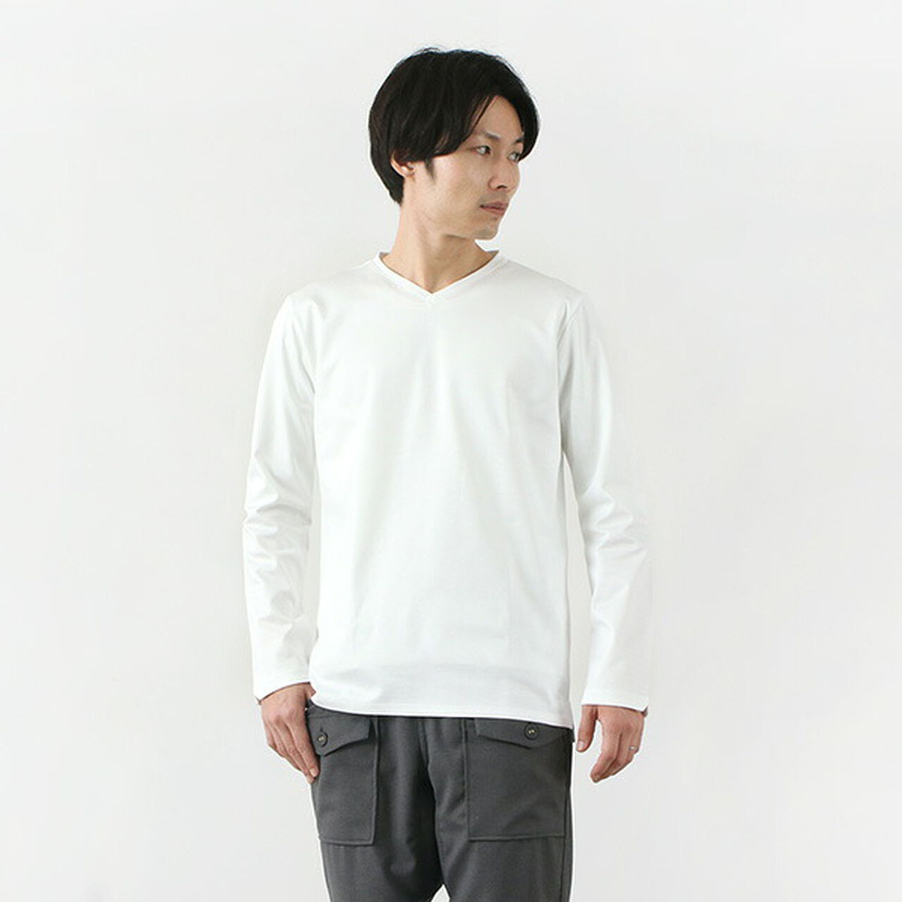 Tokyo Made V-Neck Long Sleeve Dress T-Shirt,, large image number 16