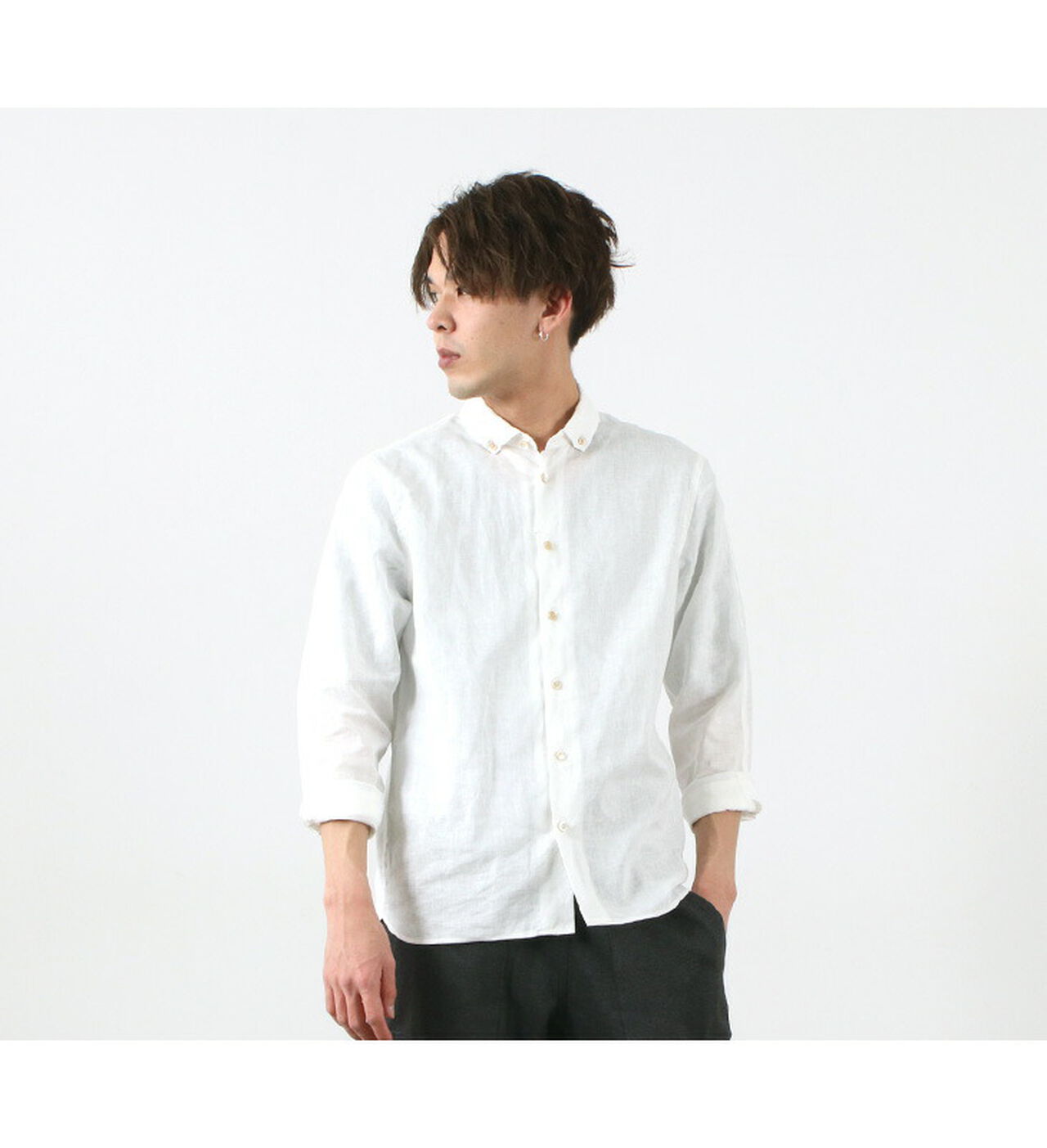 Linen Canvas Split Raglan Shirt,, large image number 4