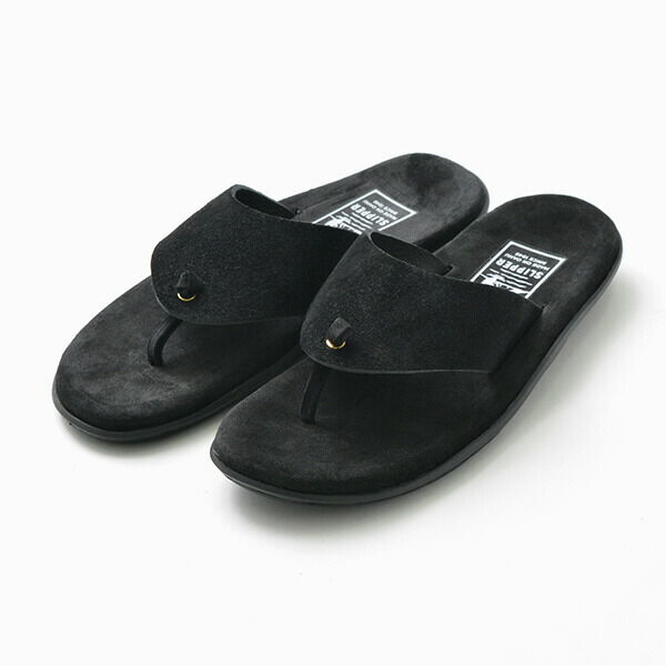 Wide strap thong leather sandal