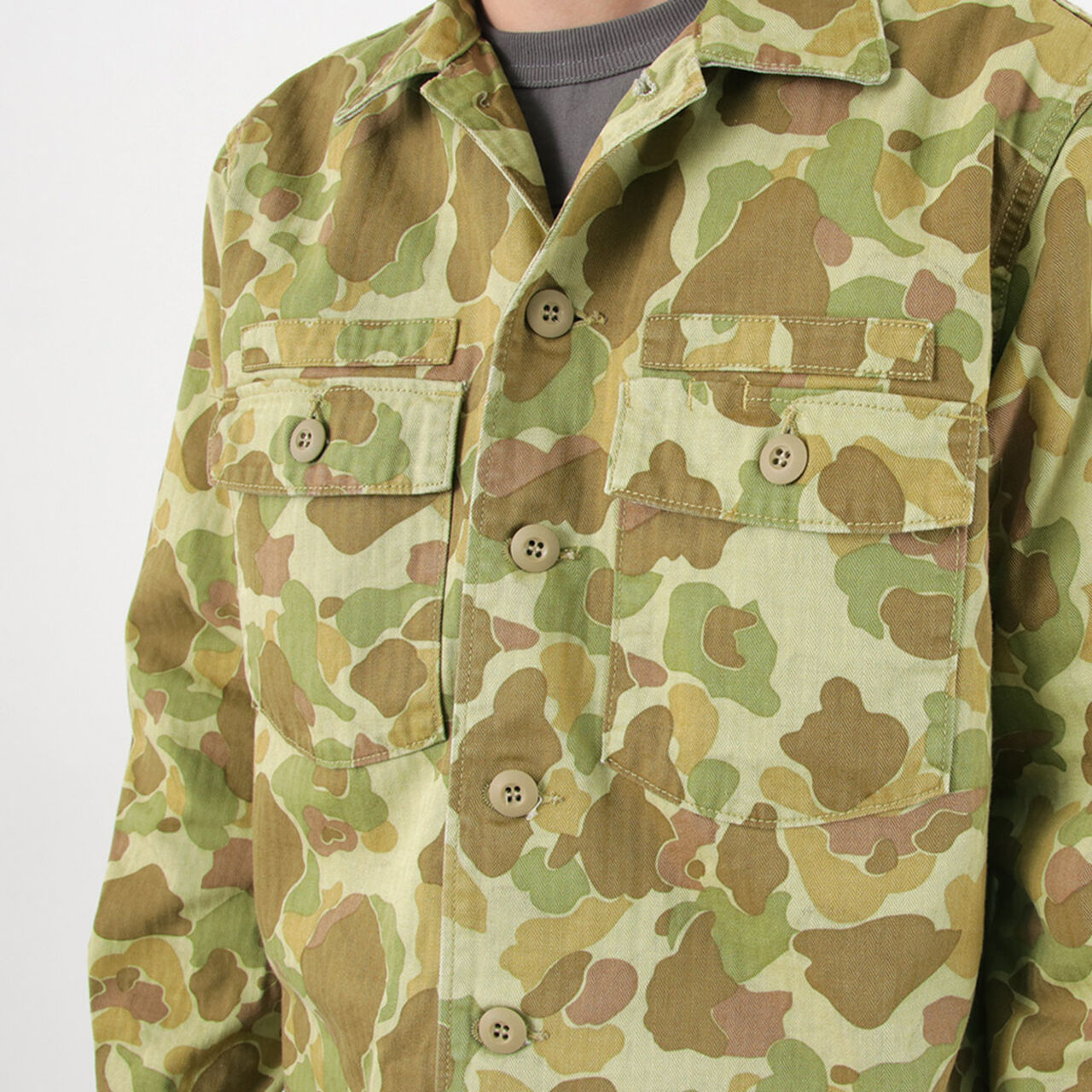 Vintage Military Jacket Camo Army Button Down Camo Shirt Jacket IN