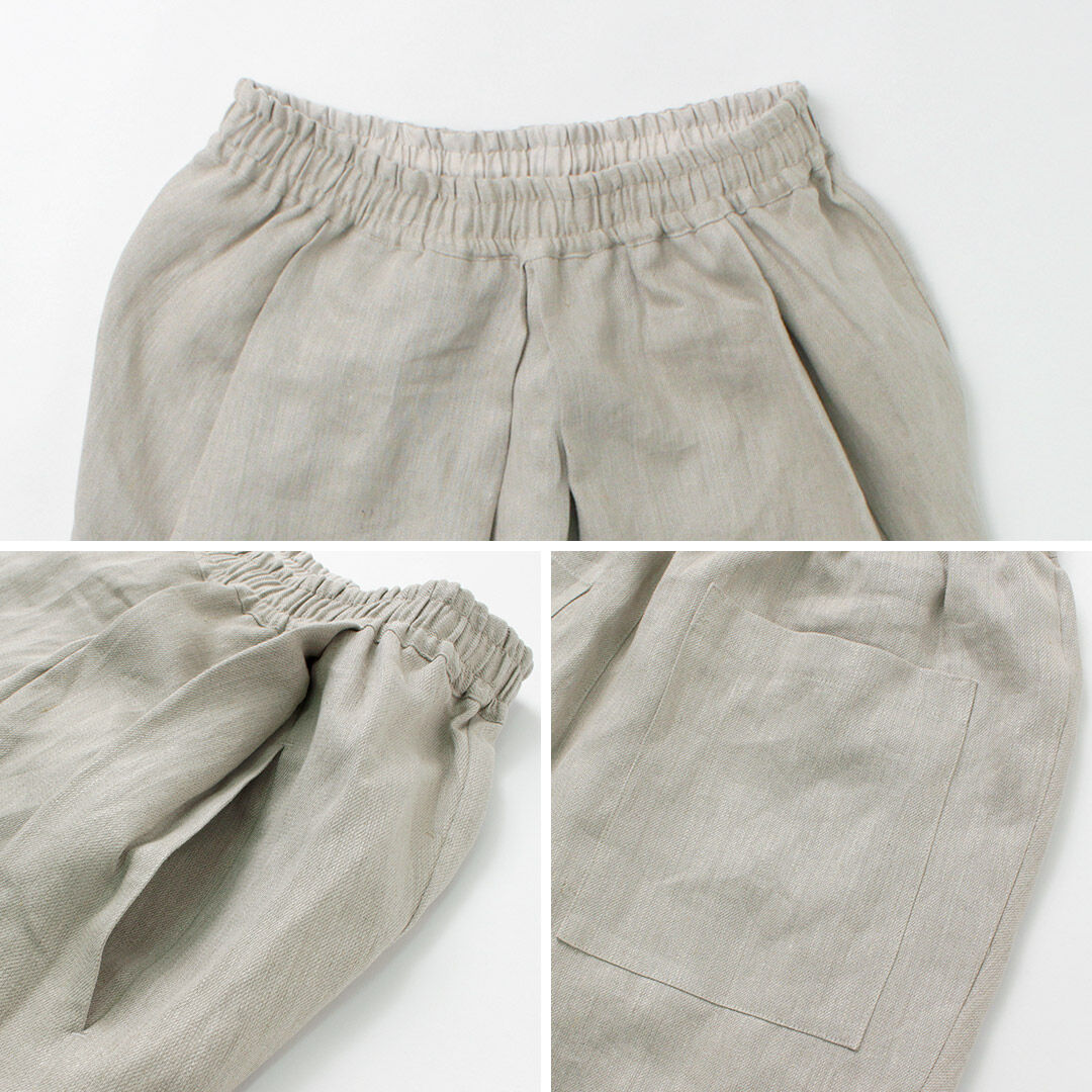 ROCOCO Vintage Linen Wide Tucked Easy Pants