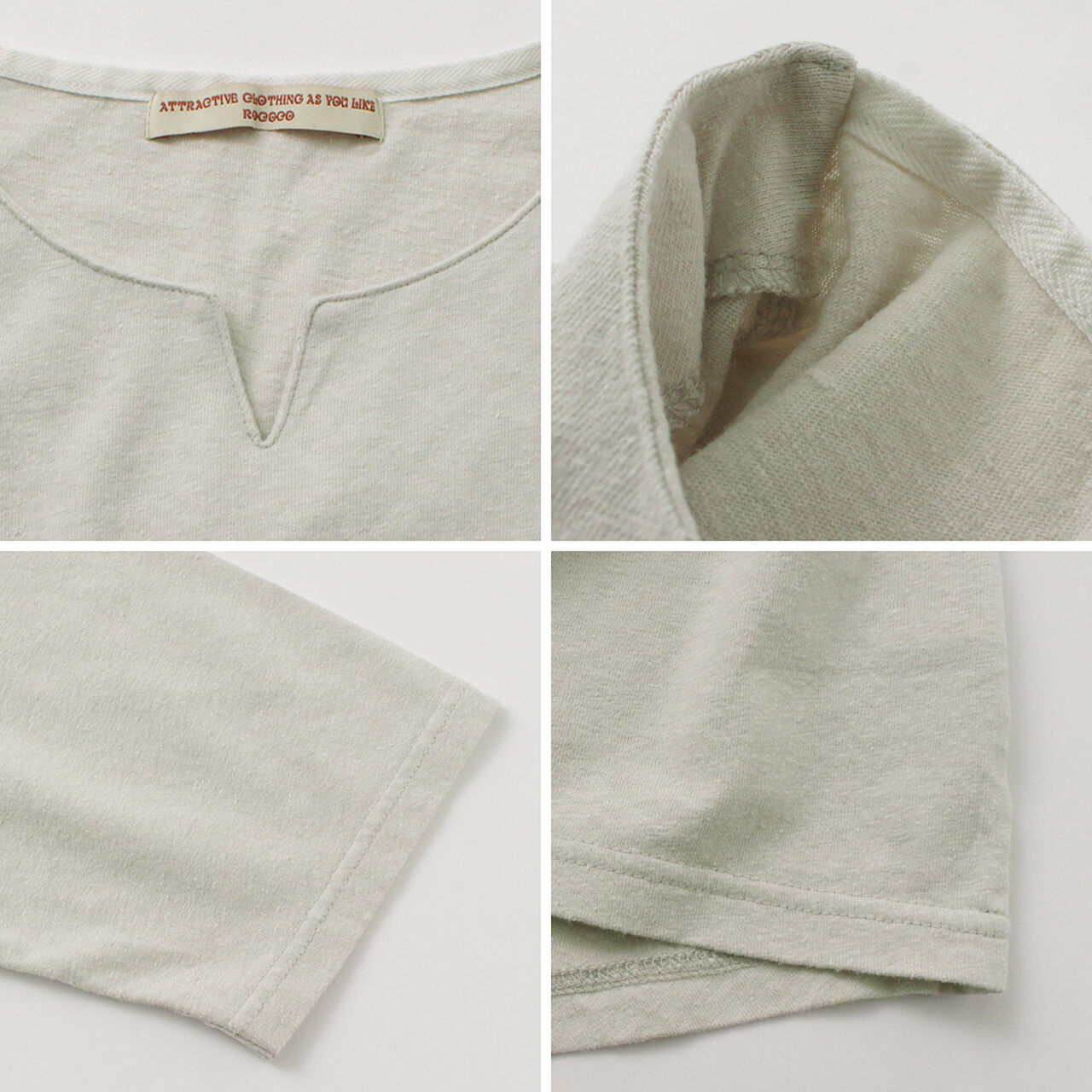 Linen Cotton Key Neck T-Shirt,, large image number 13