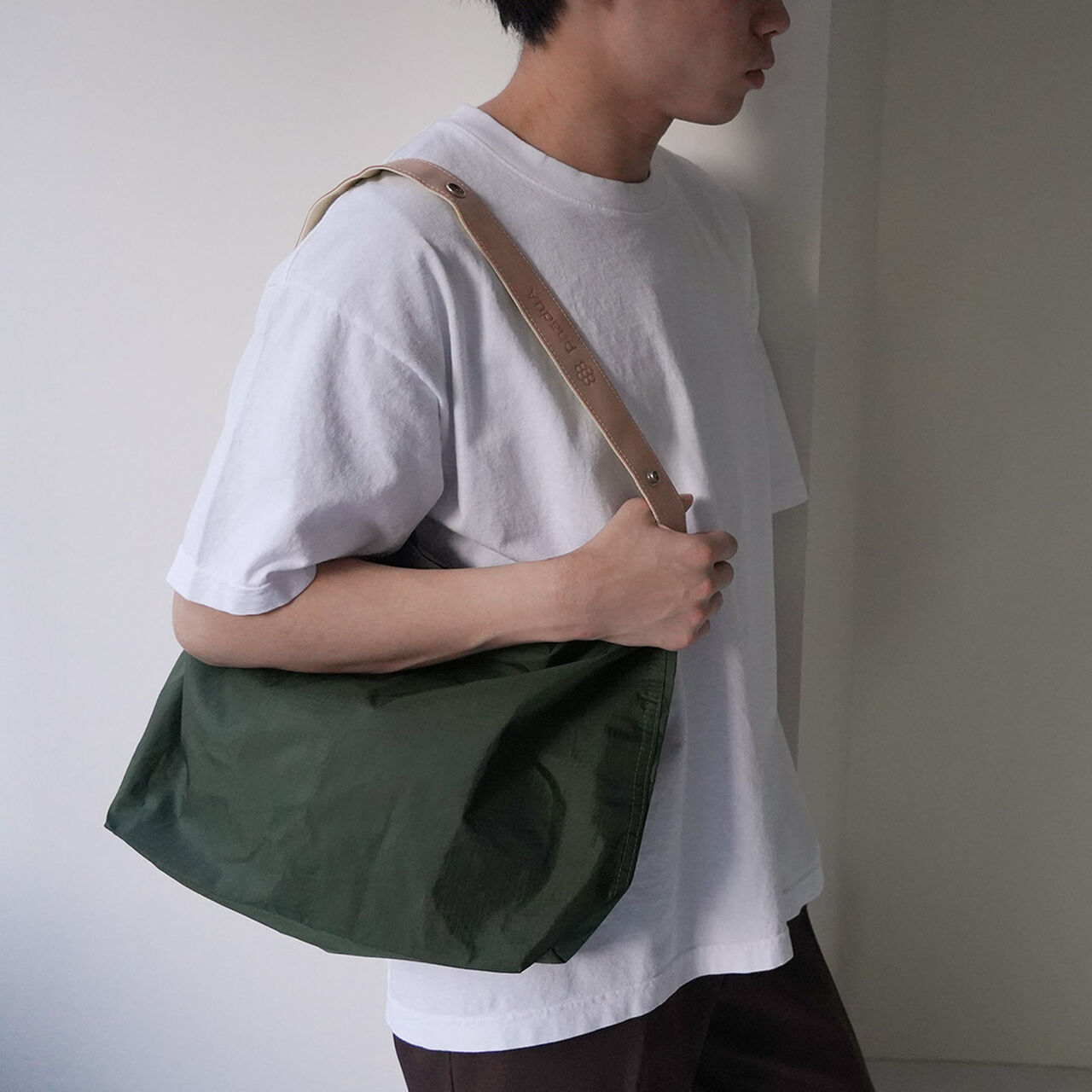 Ripstop Nylon Leather Sack/Shoulder Bag,, large image number 4