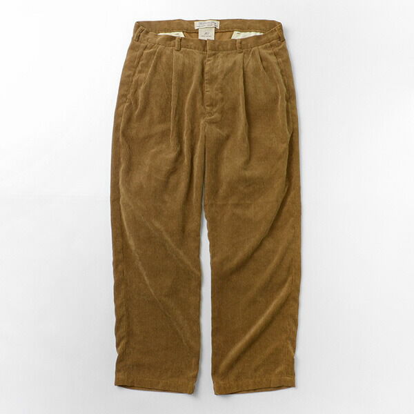 REMI RELIEF Polyester Thick-Ribbed Corduroy 2-Tuck Trousers